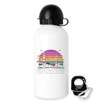 Regenbogenbrücke Neon Skyline san francisco - Trinkflasche mit Deckel 500 ml - Weiß - Rechts