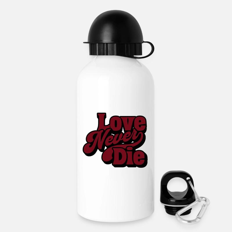 Love Never Die – Vintage Script Statement - Drinks Bottle with Lid 500 ml - white