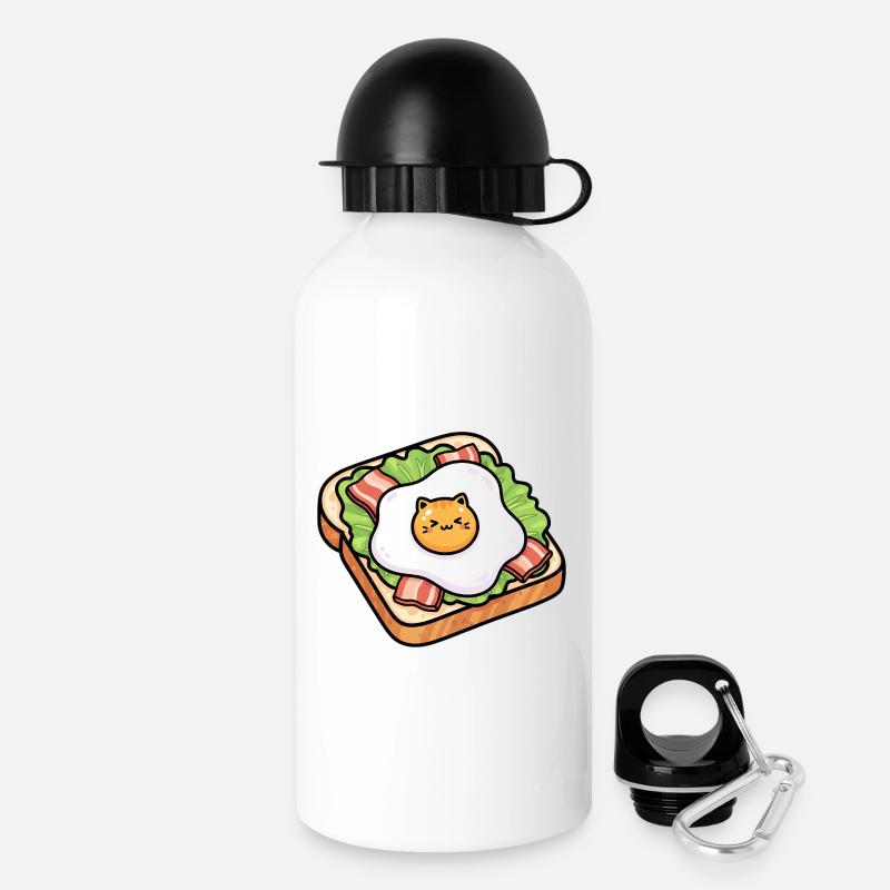 Sunny Toast Cat Egg - Drinks Bottle with Lid 500 ml - white