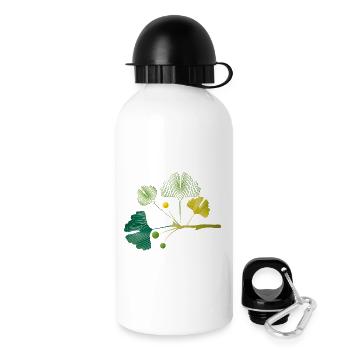 Ginkgo branch made of leaf lines in soft green tones - Drinks Bottle with Lid 500 ml - white - Right