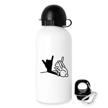Rabbit hand shadow call you! mobile phone - Drinks Bottle with Lid 500 ml - white - Right