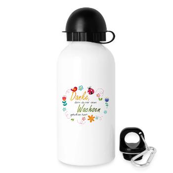 Couronne de fleurs - Fleurs colorées - Oiseau - Coccinelle - Gourde avec bouchon 500 ml - blanc - Droite