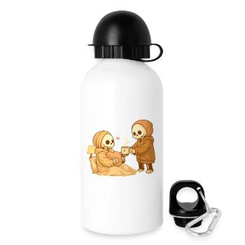 Cozy skeleton brings tea – Small gesture, lots of heart - Drinks Bottle with Lid 500 ml - white - Right