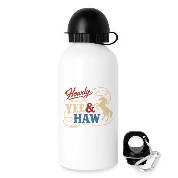 Lustiges Pronomen Yee Haw T-shirt Cowboy Humor - Trinkflasche mit Deckel 500 ml - Weiß - Rechts