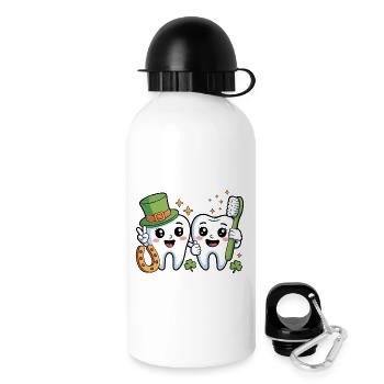 Lustiger Zahnarzt St. Patricks Tag - Trinkflasche mit Deckel 500 ml - Weiß - Rechts