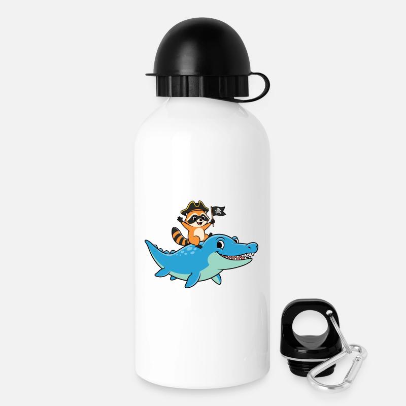 Nur ein Junge, der den Mosasaurus-Waschbären liebt - Trinkflasche mit Deckel 500 ml - Weiß