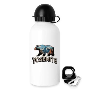 Yosemite Bär - Nationalpark Outdoor Design - Trinkflasche mit Deckel 500 ml - Weiß - Rechts