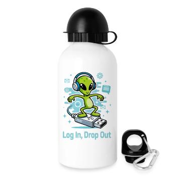 👽 Alien auf dem USB-Surf - Trinkflasche mit Deckel 500 ml - Weiß - Rechts