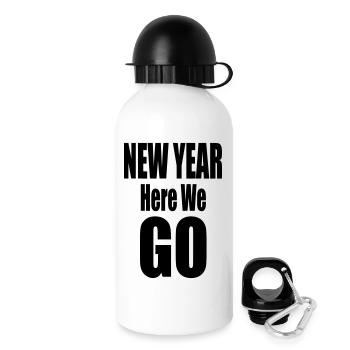 New Year Here We Go Bold Typography Design - Trinkflasche mit Deckel 500 ml - Weiß - Rechts