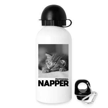 Dormeur professionnel – Chat endormi - Gourde avec bouchon 500 ml - blanc - Droite