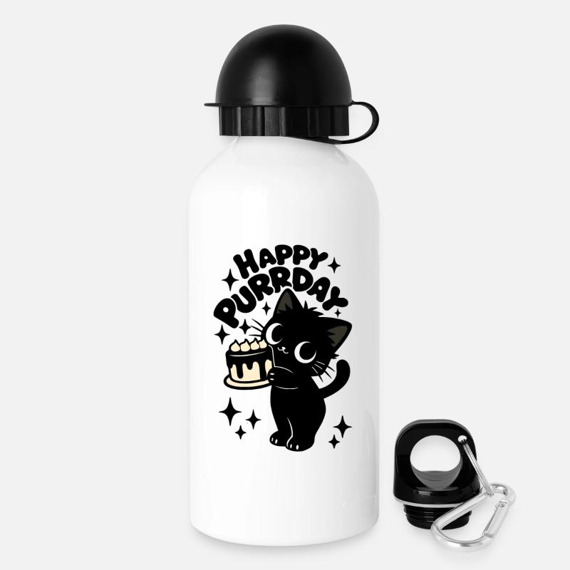 Chat Vol de Cuisine | Motif de chats d’anniversaire mignons - Gourde avec bouchon 500 ml - blanc