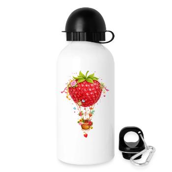 Fantasie Himbeer-Heißluftballon   - Trinkflasche mit Deckel 500 ml - Weiß - Rechts