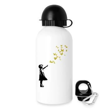 Papillons dans le style Banksy - Gourde avec bouchon 500 ml - blanc - Droite