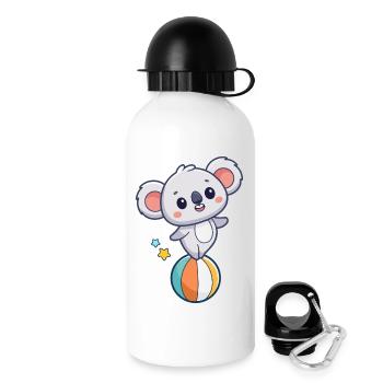 Kawaii-Koala über Ballon und Sterne - Trinkflasche mit Deckel 500 ml - Weiß - Rechts