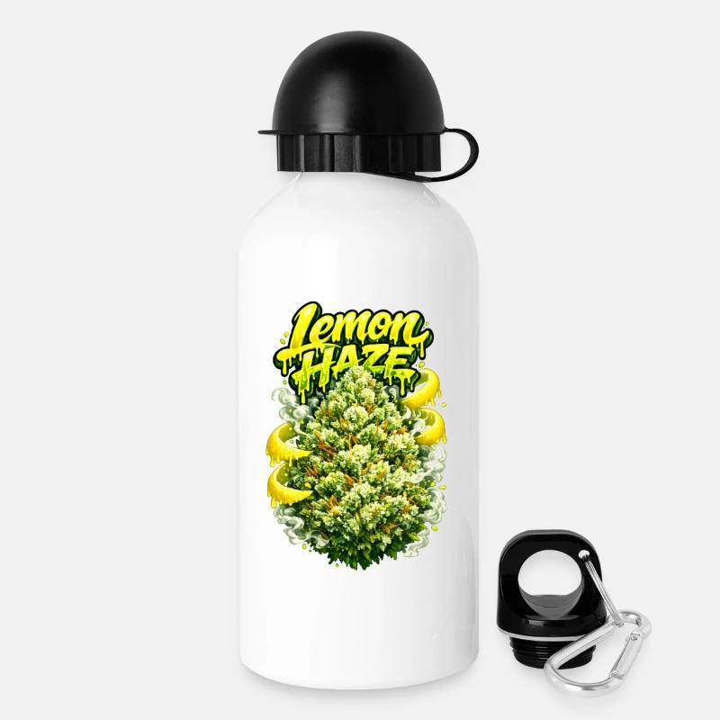 Lemon Haze Citrus Graffiti Print - Drinks Bottle with Lid 500 ml - white