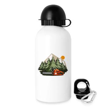 Tronçonneuse avec forêt et montagnes - Gourde avec bouchon 500 ml - blanc - Droite