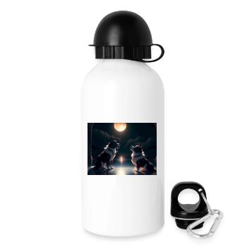 Mondschein-Hunde-Duett - Trinkflasche mit Deckel 500 ml - Weiß - Rechts