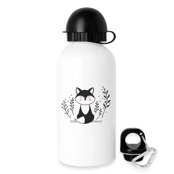 Smiling Fox – Minimalist Illustration - Drinks Bottle with Lid 500 ml - white - Right