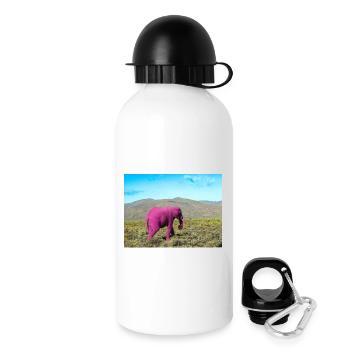 Rosa Elefant in der verlassenen Savanne - Trinkflasche mit Deckel 500 ml - Weiß - Rechts