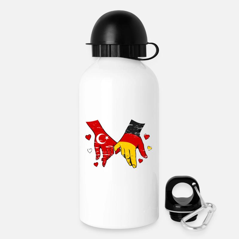 Turkey Germany Flag Holding Hands - Drinks Bottle with Lid 500 ml - white