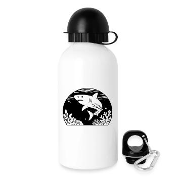 Hai mit Korallen - Trinkflasche mit Deckel 500 ml - Weiß - Rechts