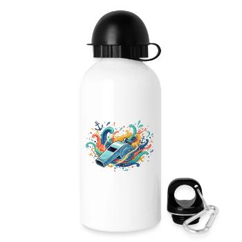 Maritime Pfeife im Farbschwall - Trinkflasche mit Deckel 500 ml - Weiß - Rechts
