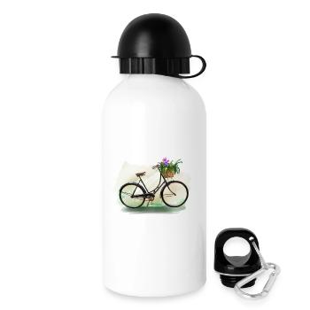 Bicycle with flowers - Gourde avec bouchon 500 ml - blanc - Droite