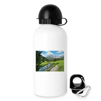 Alpine Flussweg Panorama - Trinkflasche mit Deckel 500 ml - Weiß - Rechts