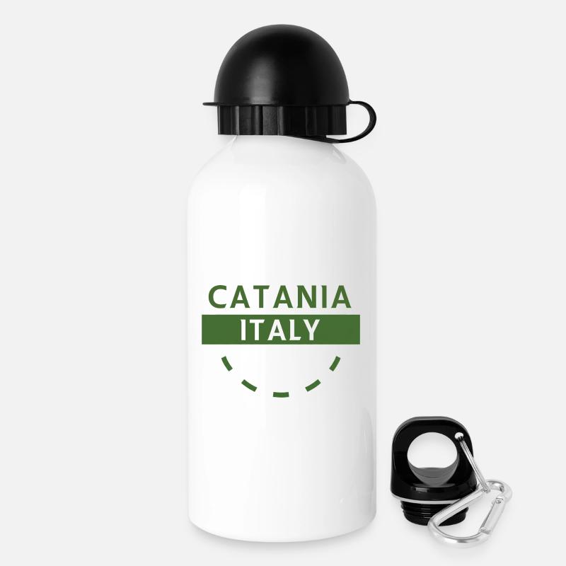 Catane Italie Badge Vert - Gourde avec bouchon 500 ml - blanc