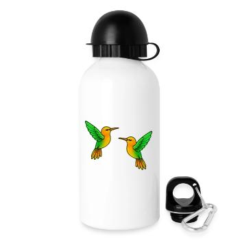 Doppelte Kolibri Farbenspiel - Trinkflasche mit Deckel 500 ml - Weiß - Rechts