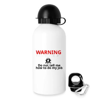 WARNING  | Funny Work Safety Humor - Trinkflasche mit Deckel 500 ml - Weiß - Rechts