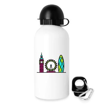 London City Skyline Big Ben Moderne Linienkunst - Trinkflasche mit Deckel 500 ml - Weiß - Rechts