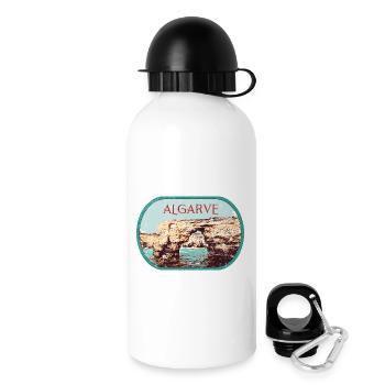 Badge retro, Algarve Portugal, plage été soleil - Gourde avec bouchon 500 ml - blanc - Droite