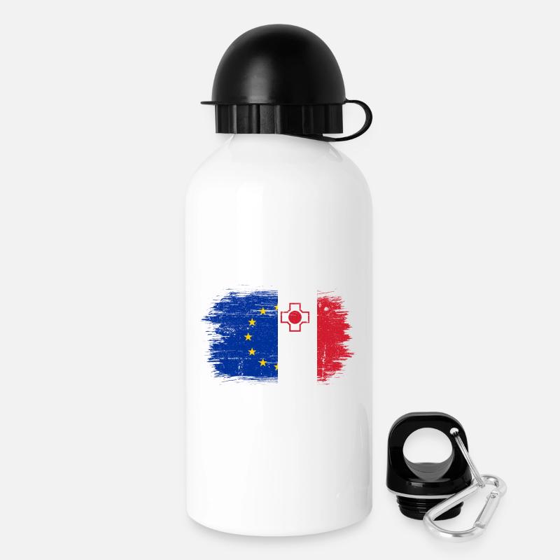 Croce a fusione con bandiera UE-Giappone - Borraccia con tappo 500 ml - bianco
