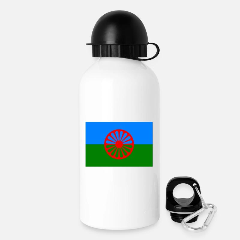 Romani Flag - Drinks Bottle with Lid 500 ml - white