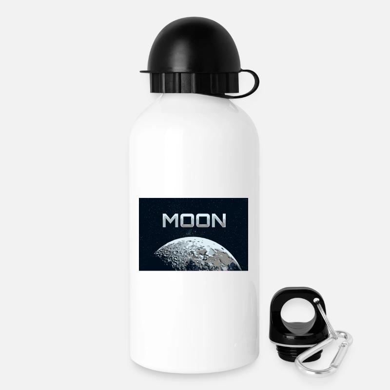 Der Mond mit Sternen und Text im Comic Style - Trinkflasche mit Deckel 500 ml - Weiß