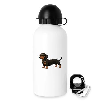 Dachshund with gold chain and sunglasses - Drinks Bottle with Lid 500 ml - white - Right