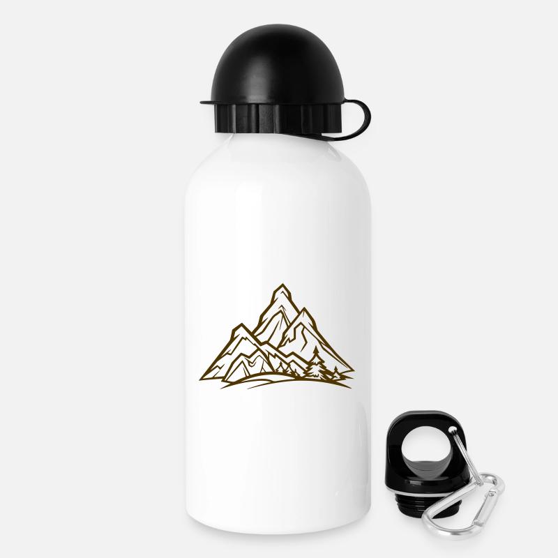 Mountain Forest Silhouette - Drinks Bottle with Lid 500 ml - white