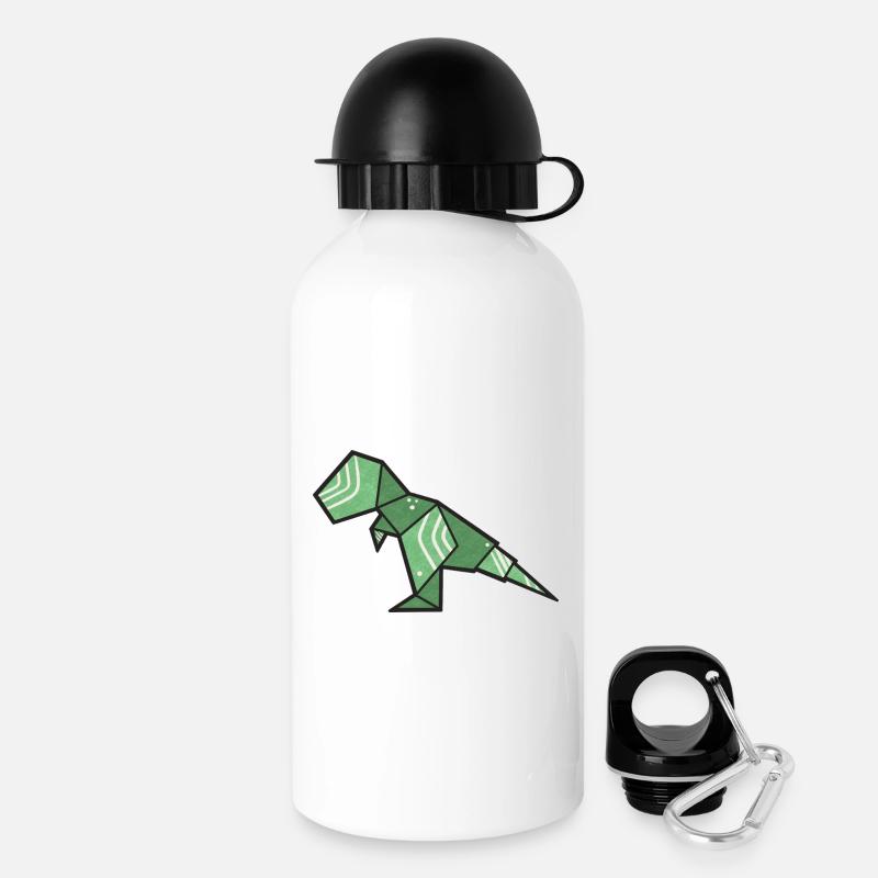 T-Rex Dino Origami Style - Trinkflasche mit Deckel 500 ml - Weiß