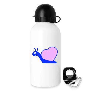 Escargot Coeur Escargot Coquille Mignon Amour Romantique - Gourde avec bouchon 500 ml - blanc - Droite