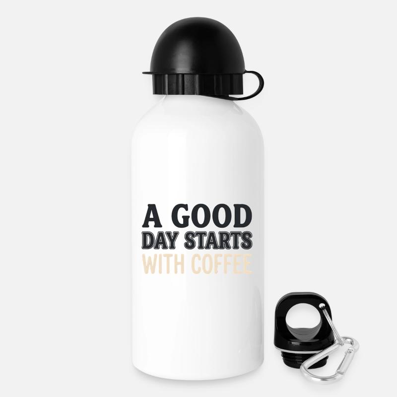 A Good Day Starts With Coffee - Motivations Spruch - Drinks Bottle with Lid 500 ml - white
