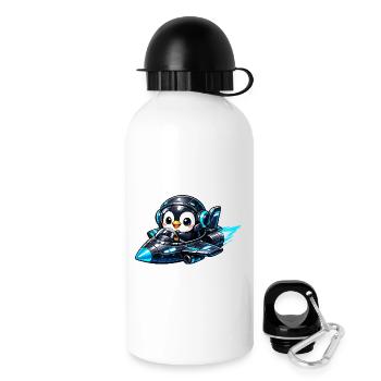 Neon penguin pilot in rocket jet - Drinks Bottle with Lid 500 ml - white - Right