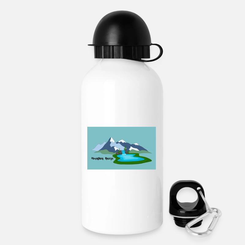 Bergwind und Wasserfall Naturbild - Trinkflasche mit Deckel 500 ml - Weiß