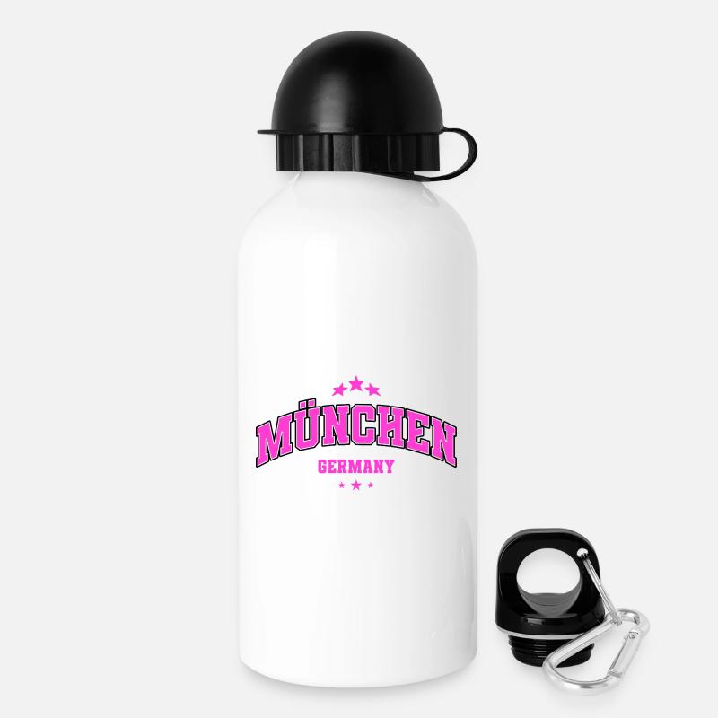 München Germany – Pink College Style - Trinkflasche mit Deckel 500 ml - Weiß