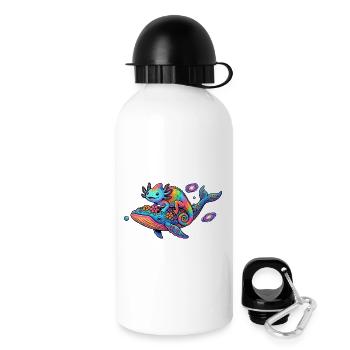 Galaktik Gecko Regenbogen Chamäleon Weltraum Reise - Trinkflasche mit Deckel 500 ml - Weiß - Rechts