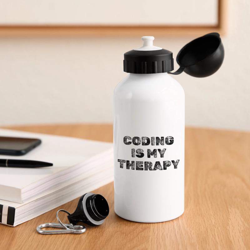 Coding Is My Therapy Developer Saying Drinks Bottle with Lid 500 ml