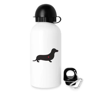 Dackel Herz Silhouette - Trinkflasche mit Deckel 500 ml - Weiß - Rechts