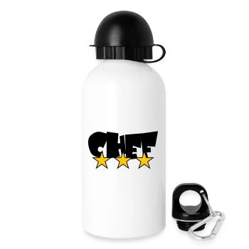 Chef Étoilé : Design 3 Étoiles Gastronomie - Gourde avec bouchon 500 ml - blanc - Droite