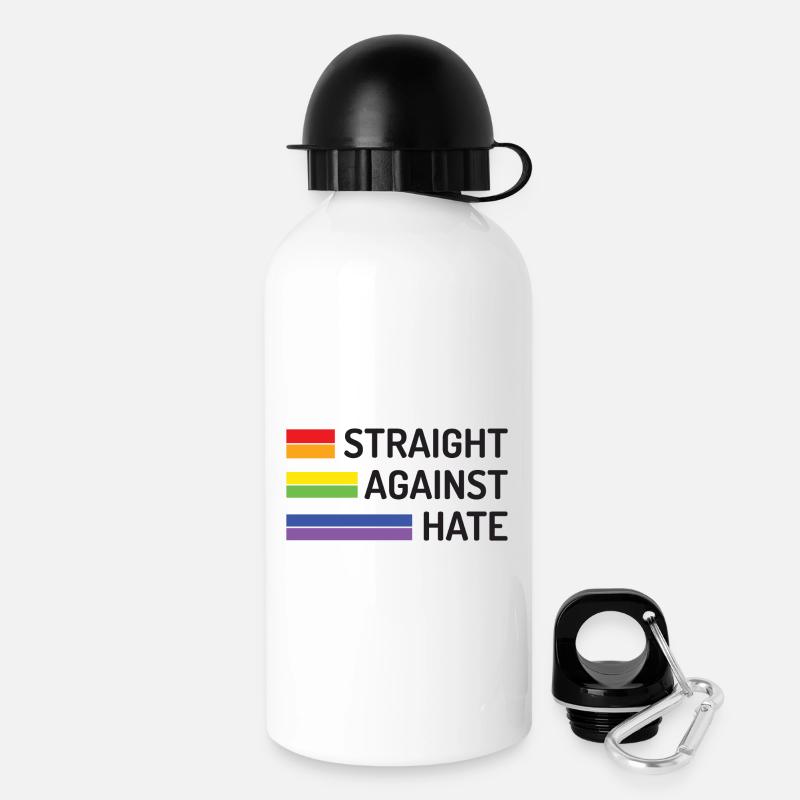 Pride Month - Straight Against Hate - Drinks Bottle with Lid 500 ml - white