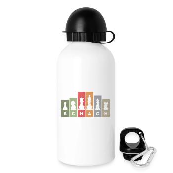 retro Schachfiguren Schachspieler vintage Farben - Trinkflasche mit Deckel 500 ml - Weiß - Rechts